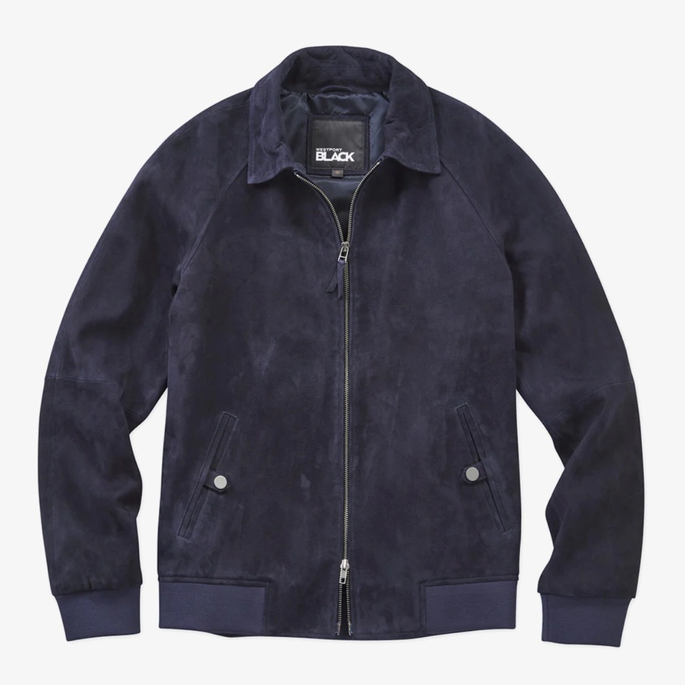 Westport Blue Goat Suede Bomber Jacket 2X